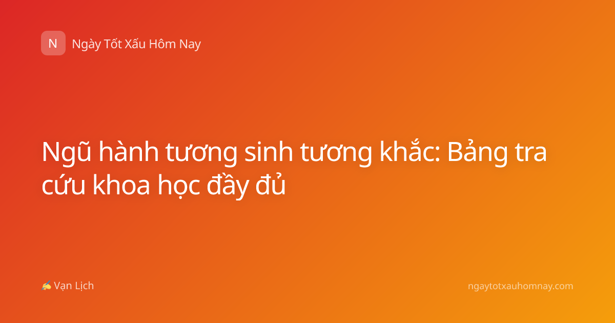 Ngũ hành tương sinh tương khắc: Bảng tra cứu khoa học đầy đủ